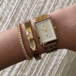 Gold Bangle w/ Crystal Accent